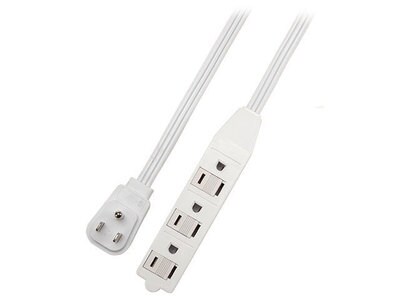 Nexxtech 4.5m (14.7’) 3-Outlet Extension Cord - White