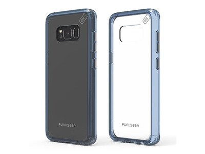 PureGear Samsung Galaxy S8 Slim Shell PRO Case - Clear and Blue