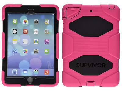 Étui protecteur tout-terrain Survivor de Griffin pour iPad mini 1/2/3 - noir et rose