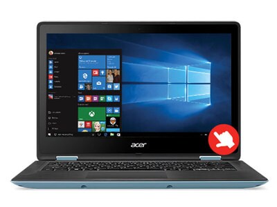 Ordinateur portable convertible 13,3 po Spin 1 SP113-31-P0ZJ d’Acer avec processeur N4200 d’Intel®, disque SSD de 128 Go, MEV de 4 Go et Windows 10 famille – turquoise