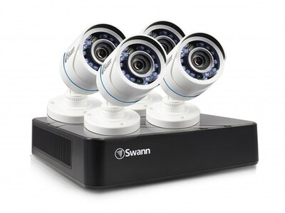 Système de sécurité à 8 canaux, intérieur/extérieur, jour/nuit avec enregistreur numérique de 500 Go et 4 caméras étanches Security In A Box SWDVK-HDHOMK84 de Swann