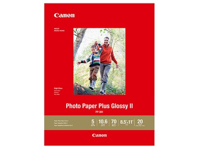Papier photo brillant PP-301 Plus II de Canon – 8,5 po x 11 po – 20 feuilles