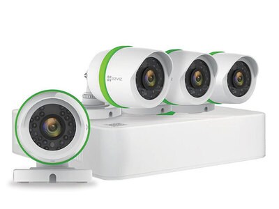 Système de sécurité intérieur/extérieur, jour/nuit à 8 canaux avec enregistreur numérique de 1 To et 4 caméras à l’épreuve des intempéries BD-2804B1 d’EZVIZ
