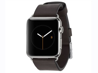 Bracelet Signature Leather 42 mm de Case-Mate pour montre Apple Watch – noir