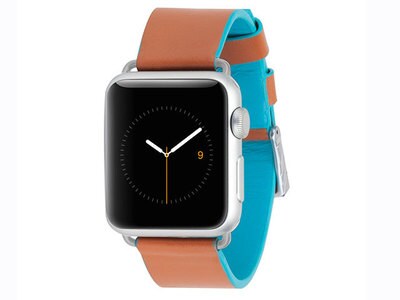 Bracelet Edged Leather 38 mm de Case-Mate pour montre Apple Watch – brun et bleu