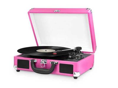 Innovative Technology Portable Bluetooth® Suitcase Turntable - Pink