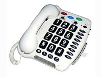 Téléphone de maison amplifié avec cordon, gros boutons et commandes de volume et de tonalité CL100 de Geemarc - blanc