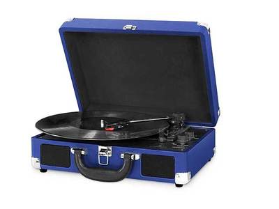 Innovative Technology Portable Bluetooth® Suitcase Turntable - Cobalt Blue