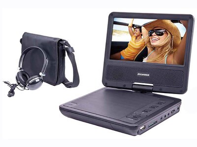 SYLVANIA 180° Swivel 7” Portable DVD Player with Headphones & Travel Bag - Black