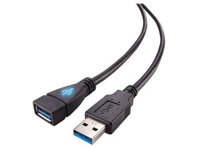 Câble luminescent USB 3.0 mâle à USB femelle de 3 m (10 pi) de Nexxtech – noir