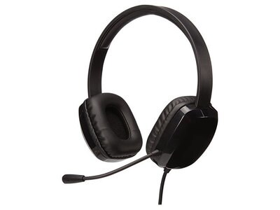 Nexxtech Stereo On-ear USB PC Headset with In-Line Controls & Detachable Boom Mic