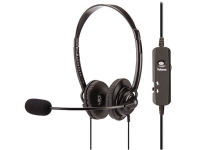 Bell Duo Telephone On-Ear Headset with In-Line Controls & 2.5mm Connection - Black