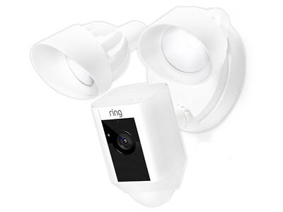 Caméra de sécurité Wi-Fi jour/nuit, résistante aux intempéries avec projecteur de Ring - blanc