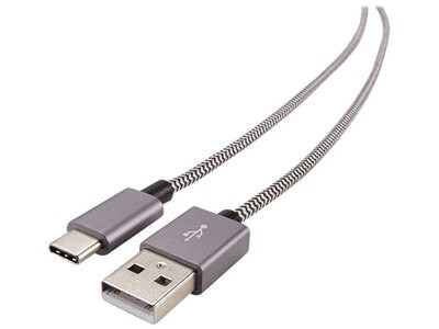 Nexxtech 1.2m (4’) USB 2.0 Type-C to USB Type-A Braided Cable - Grey & Black