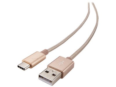 Nexxtech 1.2m (4’) USB 2.0 Type-C to USB Type-A Braided Cable - Gold & Ivory
