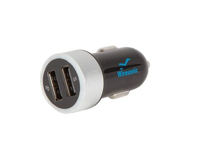 Wiresonic 1m (3’) Dual USB Car Charger with Lightning Cable - Black