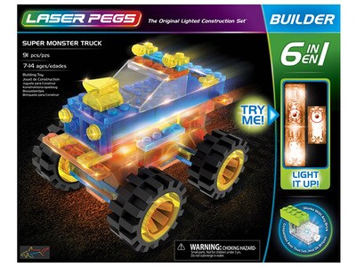 Ensemble de construction 6-en-1 super camion monstre de Laser Pegs