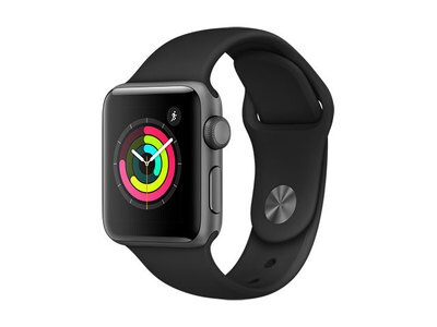Apple Watch série 3 de 38 mm avec boîtier en aluminium gris cosmique et bracelet sport noir (GPS)