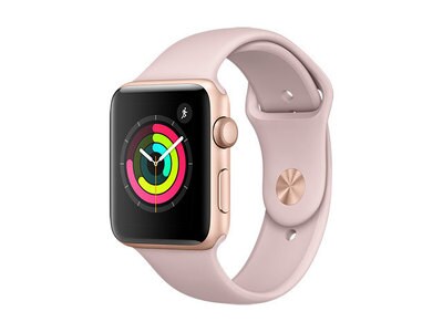 Apple Watch série 3 de 42 mm avec boîtier en aluminium or et bracelet sport sable rose (GPS)