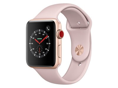 Apple Watch série 3 de 42 mm avec boîtier en aluminium or et bracelet sport sable rose (GPS et Cellulaire)