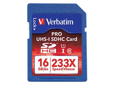Carte mémoire SDHC UHS-1 PRO 233X de 16 Go de Verbatim