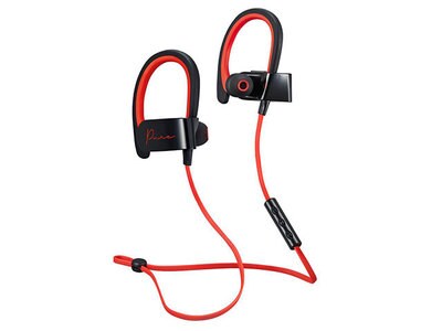 Écouteurs-boutons Bluetooth avec commande sur câble Pure par M - rouge et noir