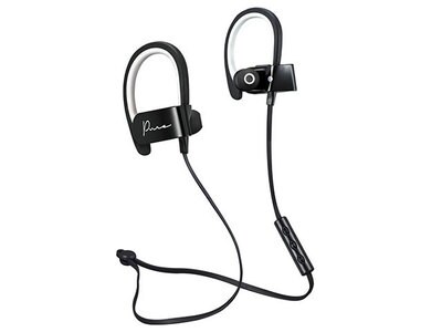 Écouteurs-boutons Bluetooth avec commande sur câble Pure par M - blanc et noir