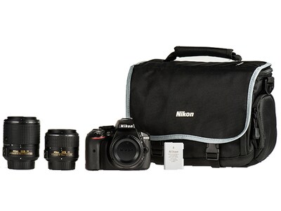 Appareil-photo reflex numérique à 24,2 Mpx D5300 et objectif AF-P DX 18-55MM f/3.5-5.6G VR de Nikon – noir