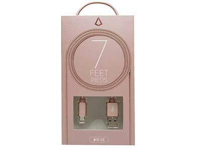 LBT 7” Micro USB Cable with Metal Connector – Rose Gold