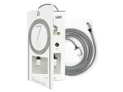 LBT LBT074 7” Lightning Cable with Metal Connector - Black & White