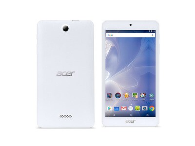 Tablette 7 po Iconia One 7 B1-7A0-K07X d’Acer avec processeur quadricœur MT8167B à 1,3 GHz de MediaTek, espace de stockage de 16 Go et Android 7 - blanc