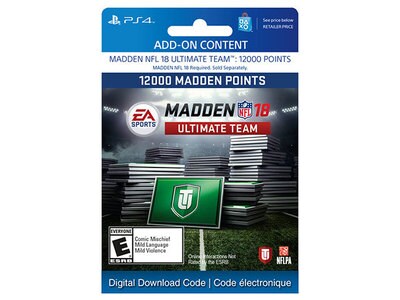 Madden NFL 18: 12 000 MUT Points (Code Electronique) pour PS4™