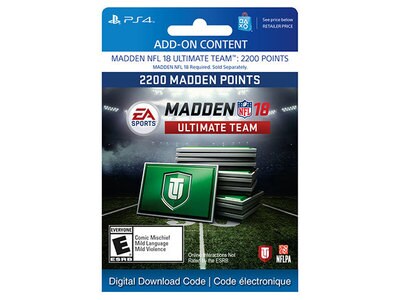 Madden NFL 18: 2,200 MUT Points (Digital Download) for PS4™