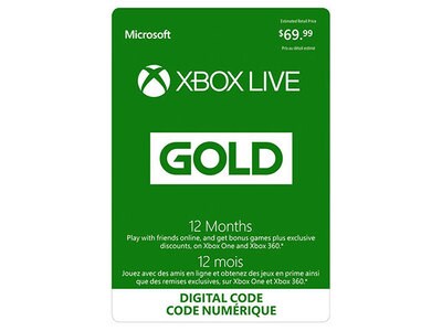 Xbox Live 12-Month Gold Membership (Digital Download)