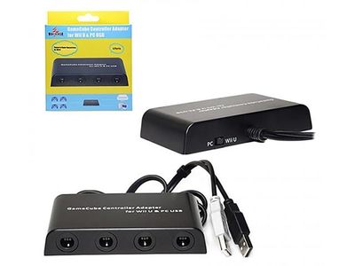 GameCube 4 Port Controller Adapter for Wii U and PC - Black