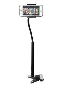 CTA Digital 2.25”-5.75” Adjustable Gooseneck Clip-On Smartphone Mount - Black