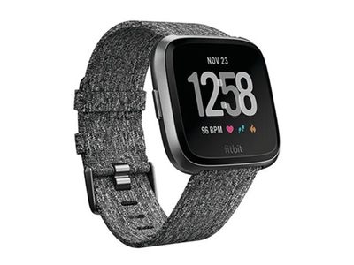 Fitbit® Versa™ Smartwatch - Special Edition, Black Aluminum Case, Charcoal Woven Band