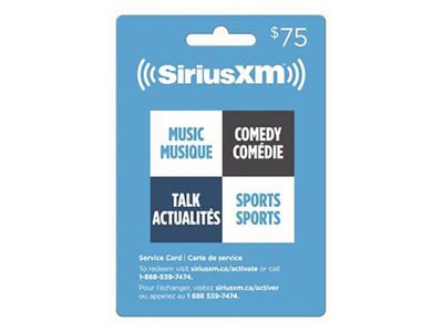 Carte-cadeau de 75 $ pour radio satellite SiriusXM