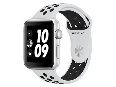 Apple Watch Series 3 Nike+ avec GPS, boîtier en aluminium argenté et bracelet sport Nike platine pur/noir de 42 mm