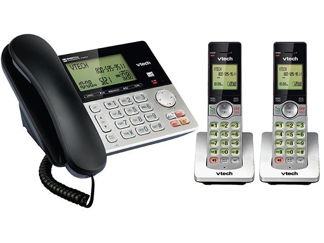 VTECH Téléphone sans fil/câblé à 2 combinés avec répondeur numérique et  affichage des appels entrants CS6949-2 de VTech