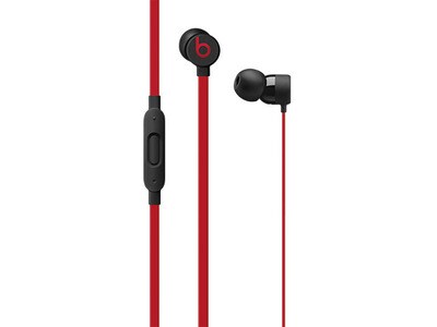 Écouteurs-boutons urBeats³ de Beats avec commandes sur câble et connecteur Lightning - Collection Décennie  - Noir et rouge provocateur