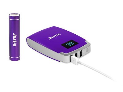 Justin 10400 mAh Portable Power Bank & Bonus 2600 mAh Power Stick - Purple