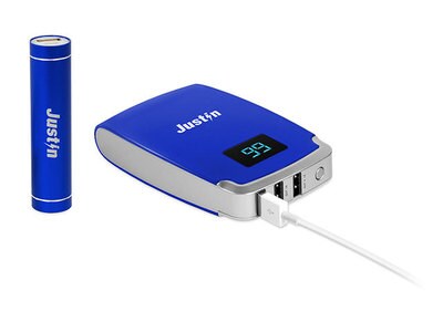 Justin 10400 mAh Portable Power Bank & Bonus 2600 mAh Power Stick - Blue