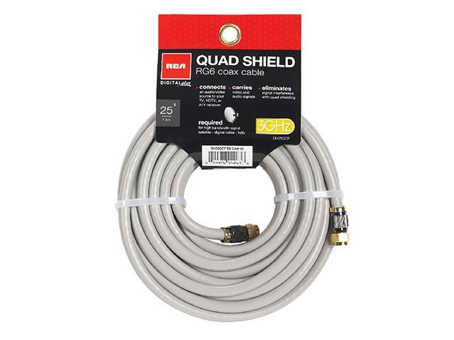 RCA RG6 7.5m (25’) Coaxial Cable - White