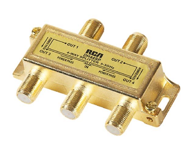 Répartiteur de signal 4 voies avec connecteurs plaqués en or de RCA