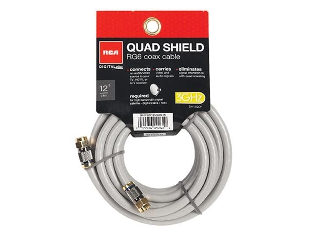 Câble coaxial RG6 de 3,6 m Quad Shield de RCA - blanc