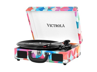 Victrola VSC-550-P3-CAN Suitcase Portable Record Player with 3-speed Turntable – Multi-coloured 
