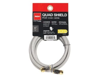 RCA 1.8m (5.9’) Quad Shield RG6 Coaxial Cable - Grey