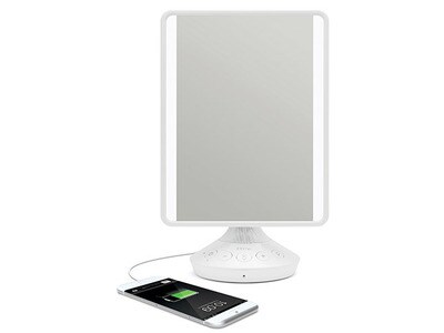 Miroir de vanité avec haut-parleurs Bluetooth® ICVBT2 d’iHome – argent
