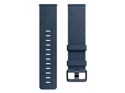 Fitbit Versa Bracelet haut de gamme en Cuir, Bleu minuit, Petit